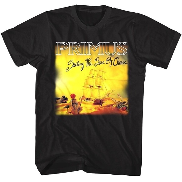 Primus Seas Of Cheese Album T Shirt Ship Sailing Yellow Progressive Rock - Picture 1 of 4